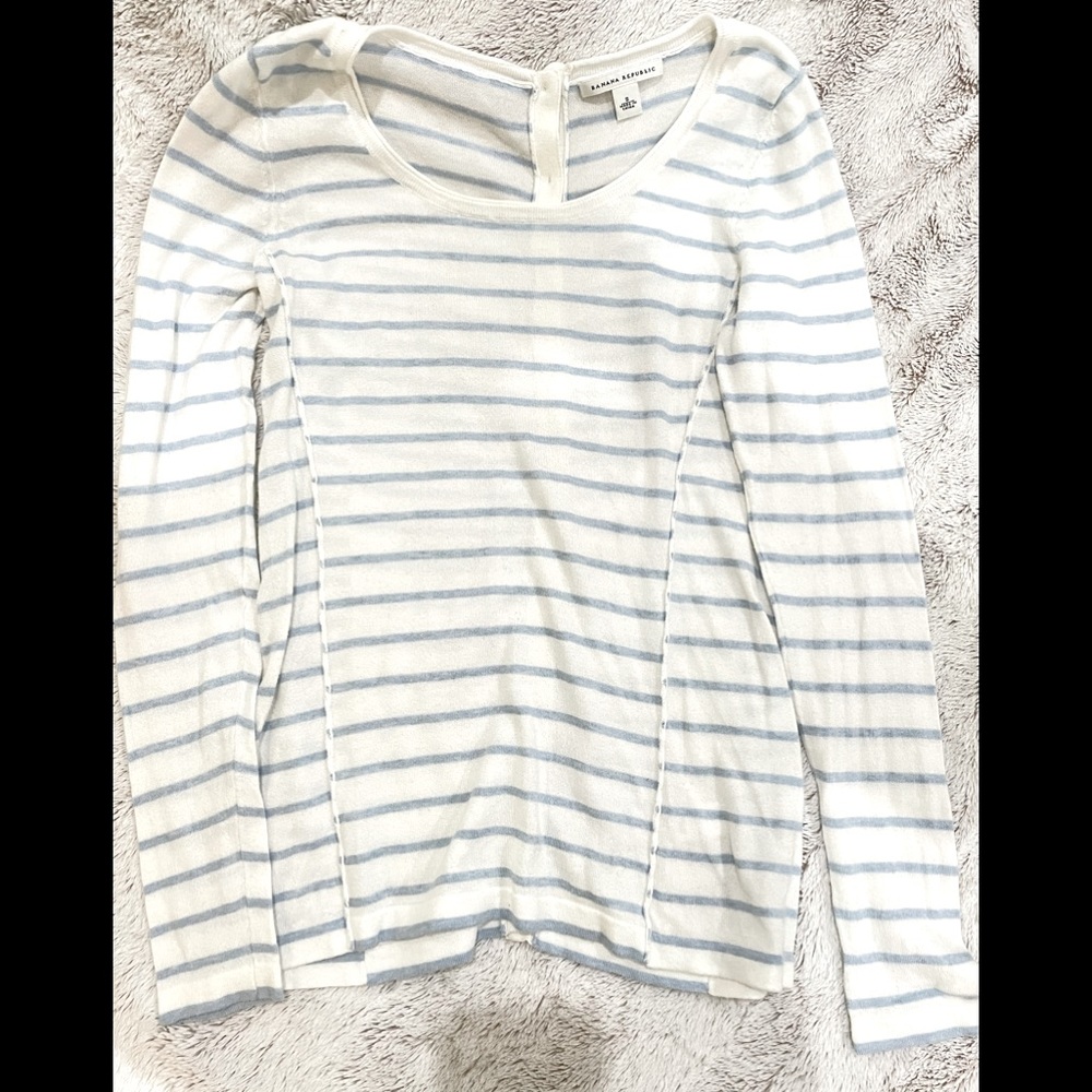 Striped Button Back Banana Republic Long Sleeve